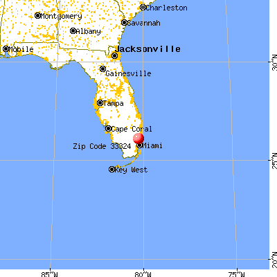 Plantation, FL (33324) map from a distance