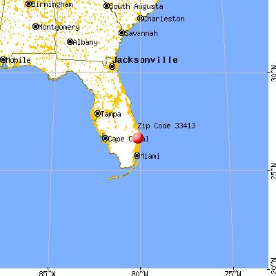 West Palm Beach, FL (33413) map from a distance