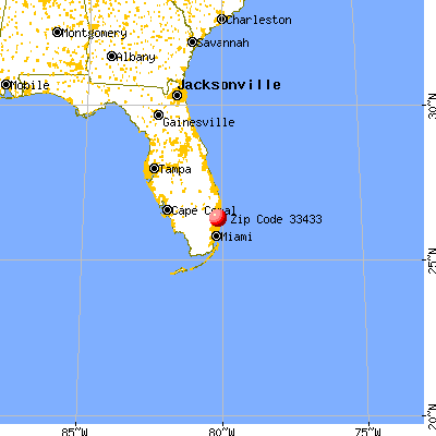Boca Raton, FL (33433) map from a distance