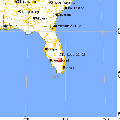 South Bay, FL (33493) map from a distance