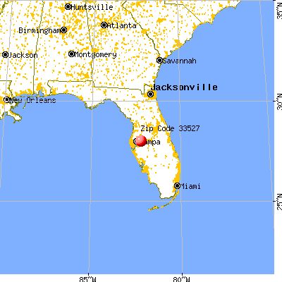 Dover, FL (33527) map from a distance