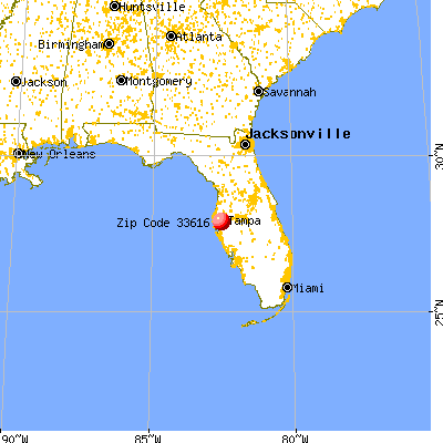 Tampa, FL (33616) map from a distance