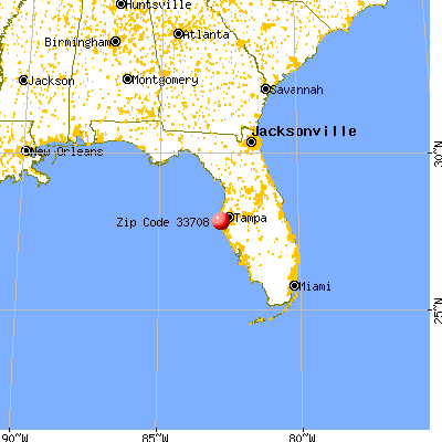 Redington Shores, FL (33708) map from a distance