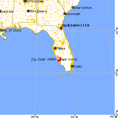 Cape Coral, FL (33990) map from a distance