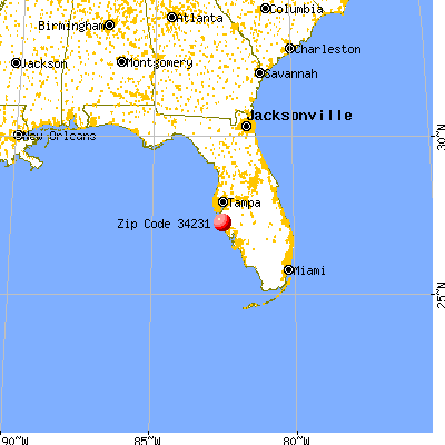Gulf Gate Estates, FL (34231) map from a distance