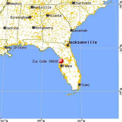 Spring Hill, FL (34608) map from a distance