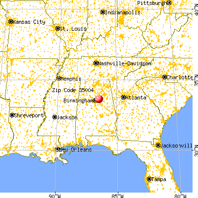 Moody, AL (35004) map from a distance