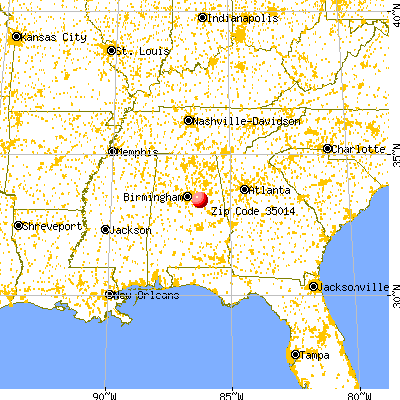 Childersburg, AL (35014) map from a distance