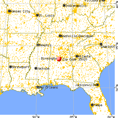 Bessemer, AL (35020) map from a distance