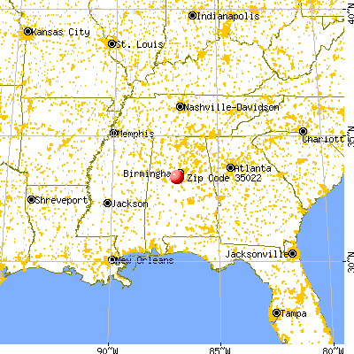 Bessemer, AL (35022) map from a distance