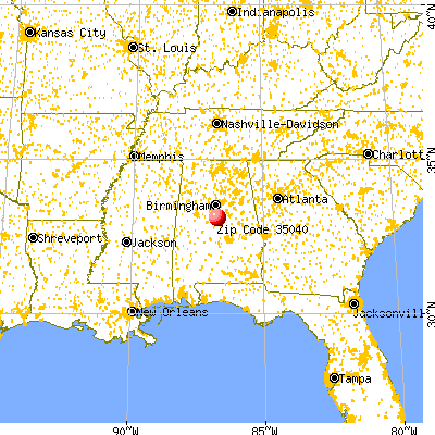 Calera, AL (35040) map from a distance