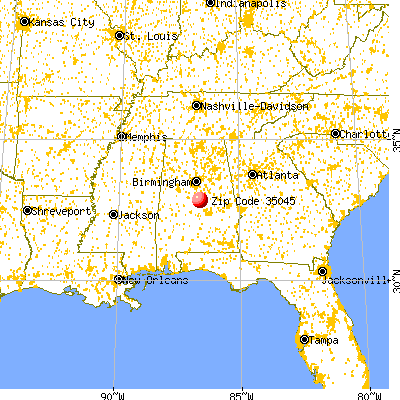 Clanton, AL (35045) map from a distance
