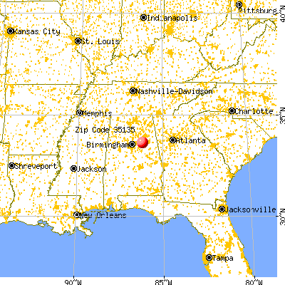 Riverside, AL (35135) map from a distance