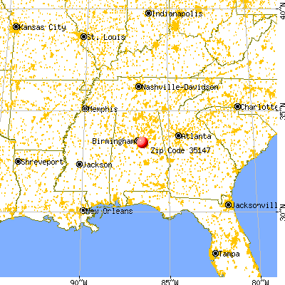 Sterrett, AL (35147) map from a distance
