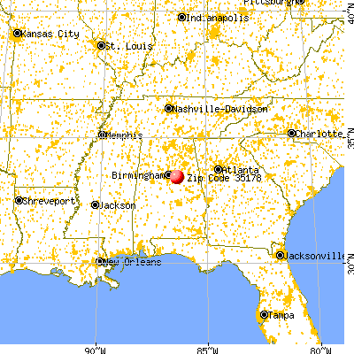 Vincent, AL (35178) map from a distance
