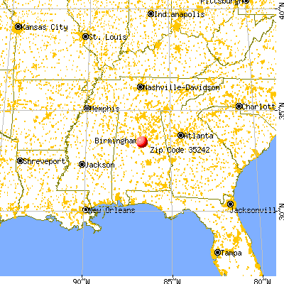 Hoover, AL (35242) map from a distance