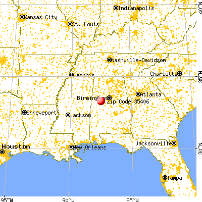 Tuscaloosa, AL (35406) map from a distance