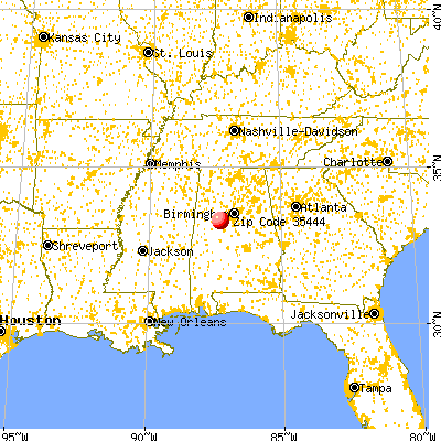 Brookwood, AL (35444) map from a distance