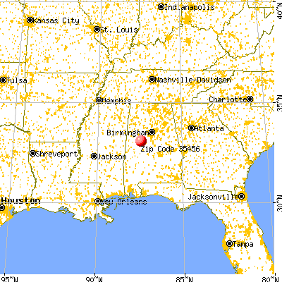 Tuscaloosa, AL (35456) map from a distance