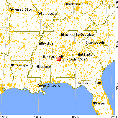 Vance, AL (35490) map from a distance