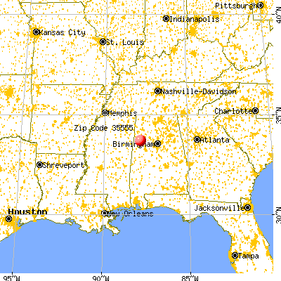 Fayette, AL (35555) map from a distance