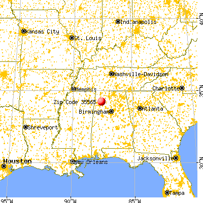 Haleyville, AL (35565) map from a distance