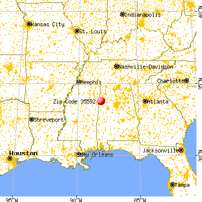 Vernon, AL (35592) map from a distance