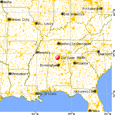 Hartselle, AL (35640) map from a distance