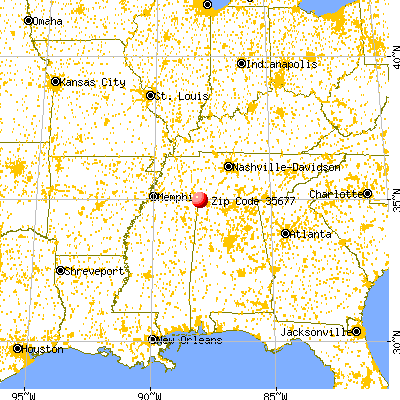 Waterloo, AL (35677) map from a distance