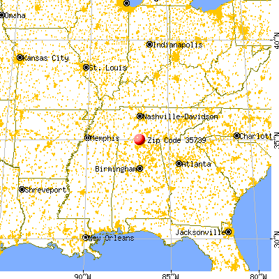 Ardmore, AL (35739) map from a distance