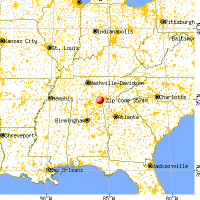 Bridgeport, AL (35740) map from a distance