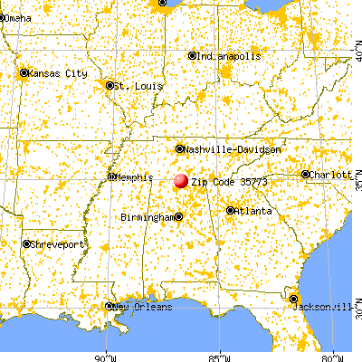 Huntsville, AL (35773) map from a distance