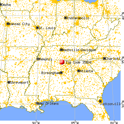 Huntsville, AL (35806) map from a distance