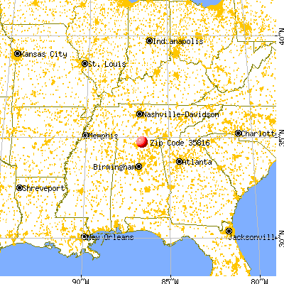 Huntsville, AL (35816) map from a distance
