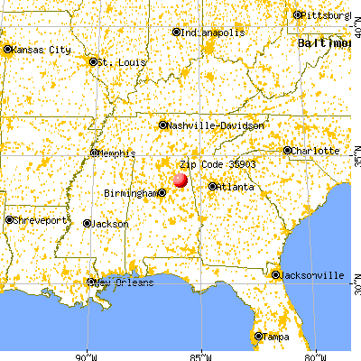 Ballplay, AL (35903) map from a distance