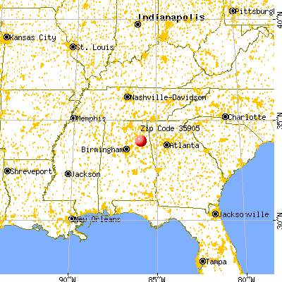 Glencoe, AL (35905) map from a distance