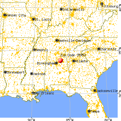 Ashville, AL (35953) map from a distance