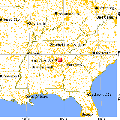 Gaylesville, AL (35973) map from a distance