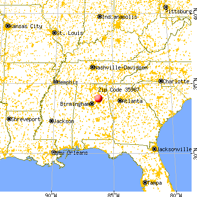Steele, AL (35987) map from a distance