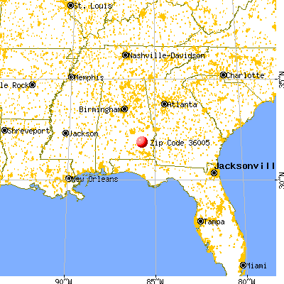 Banks, AL (36005) map from a distance