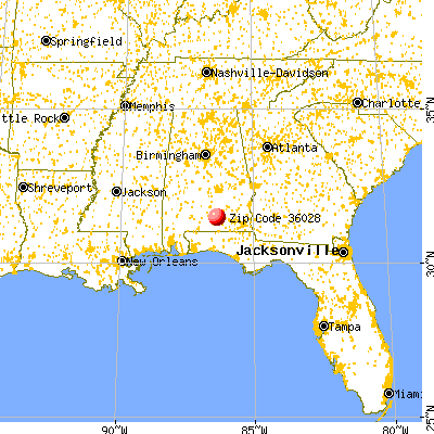 Dozier, AL (36028) map from a distance