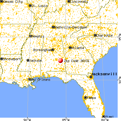 Fort Davis, AL (36031) map from a distance
