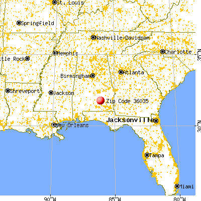 Goshen, AL (36035) map from a distance