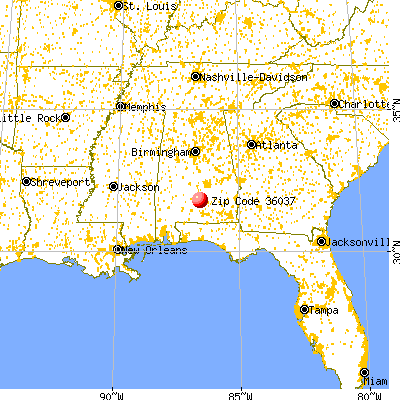 Greenville, AL (36037) map from a distance