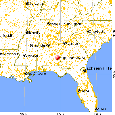 Midway, AL (36053) map from a distance
