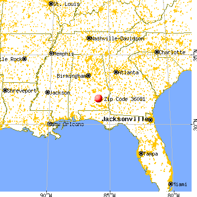 Troy, AL (36081) map from a distance