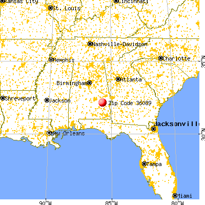 Union Springs, AL (36089) map from a distance