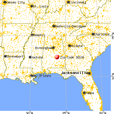 Montgomery, AL (36106) map from a distance