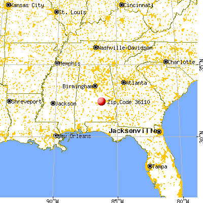 Montgomery, AL (36110) map from a distance