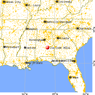 Montgomery, AL (36111) map from a distance